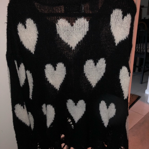 Wildfox Couture Sweater Black White Hearts - Picture 5 of 5
